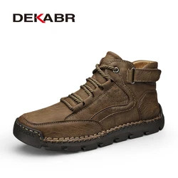 DEKABR-Bottes en cuir pour hommes, confortables, chaudes, faites à la main, affaires, grande taille 38-48, extérieur, hiver