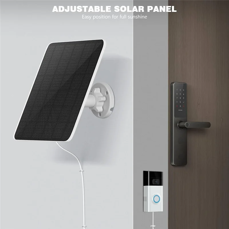 ABHB-Panel Solar para Timbre de Anillo, Panel Solar de 5W para Timbre de Vídeo Ring 2, Timbre de Vídeo 3, Timbre de Vídeo 3+