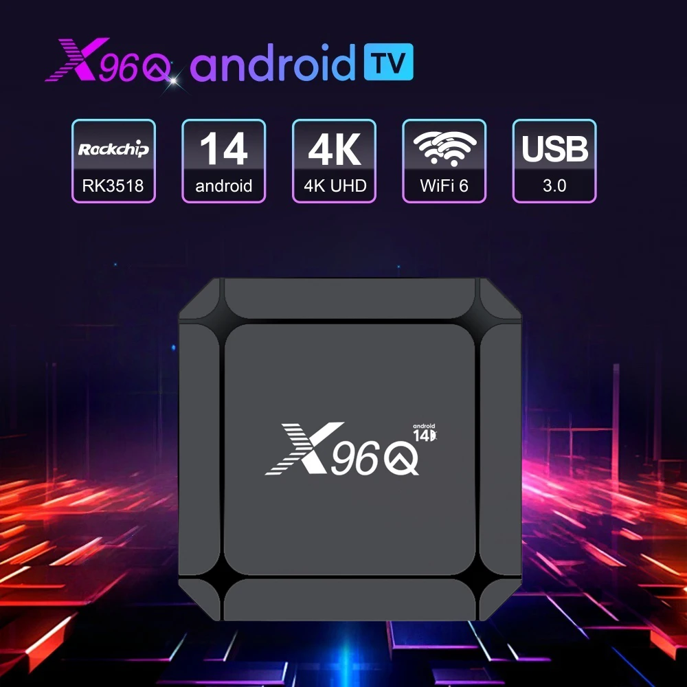 Android 14 Smart TV Box X96Q Rockchip RK3518 Wifi6 4K Media Player Android TV Set Top Box 2GB 16GB X96Q — zdjęcie produktu 2