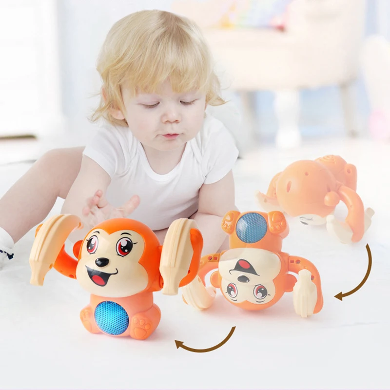 Baby Electric Tumbling Monkey with Light Music Sound Control Crawling Pet Interactive Early Educational Toys for Toddler