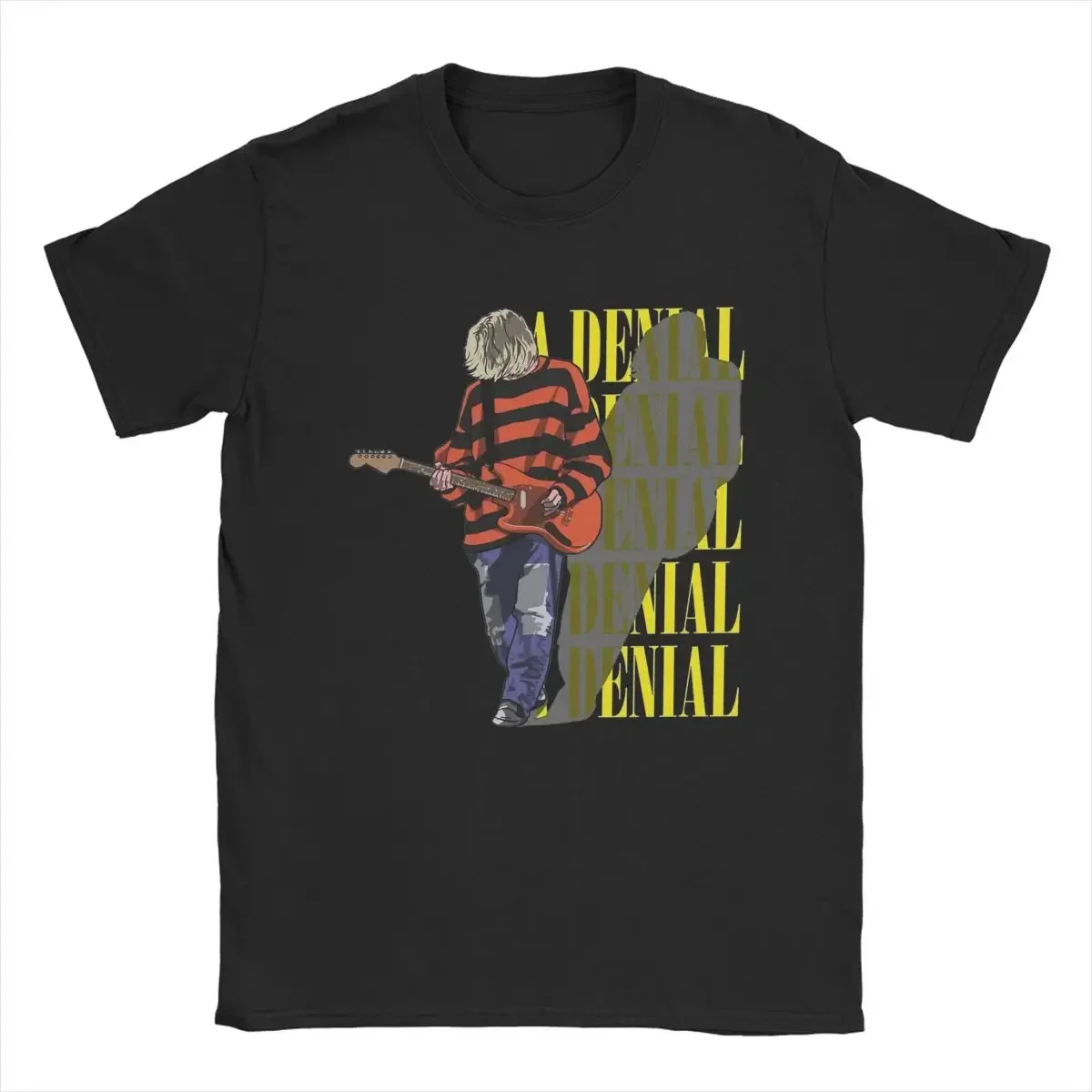 Camisetas de Kurt Cobain para hombre, camisetas divertidas de algodón, camisetas de cuello redondo, camisetas de manga corta con estampado gráfico de Anime para hombre C