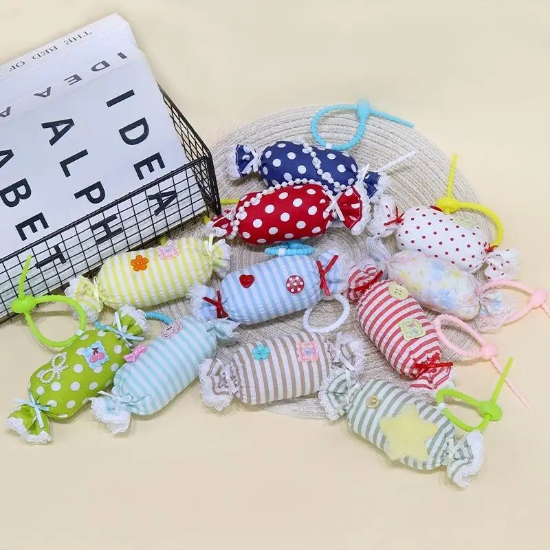 Candy Color Ice Cream Shape Keychain Cute Pompom Pendant Keyring Decor