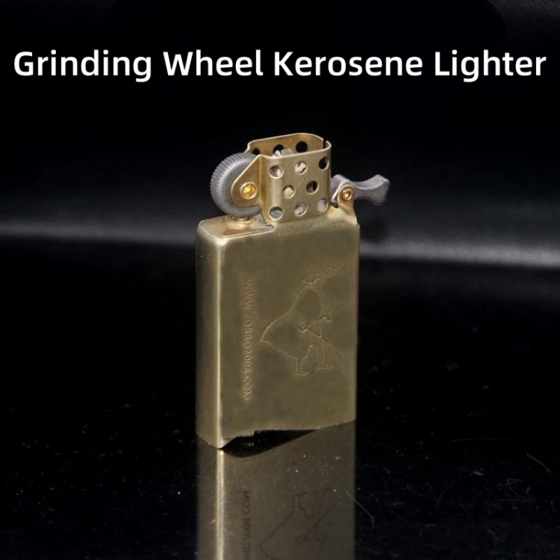 

Cigar Igniter Brass Inner Liner Gold Retro Coal Oil Lighter Smoke Windproof Open Flame Cigarettes Lighters & Smoking Accessories