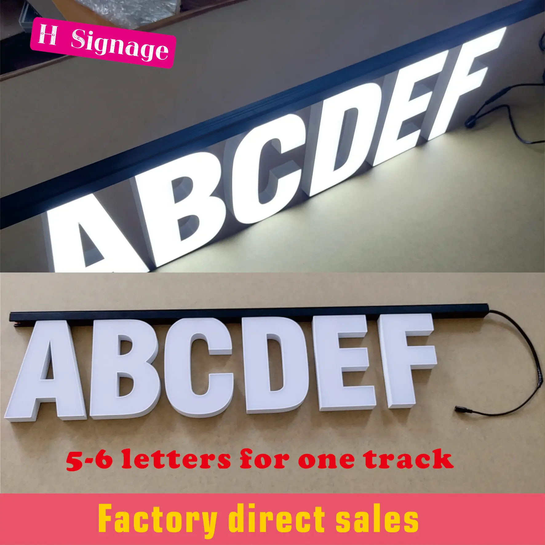 Customized LED luminous character outdoor store sign neon light track luminous character combination letter waterproof