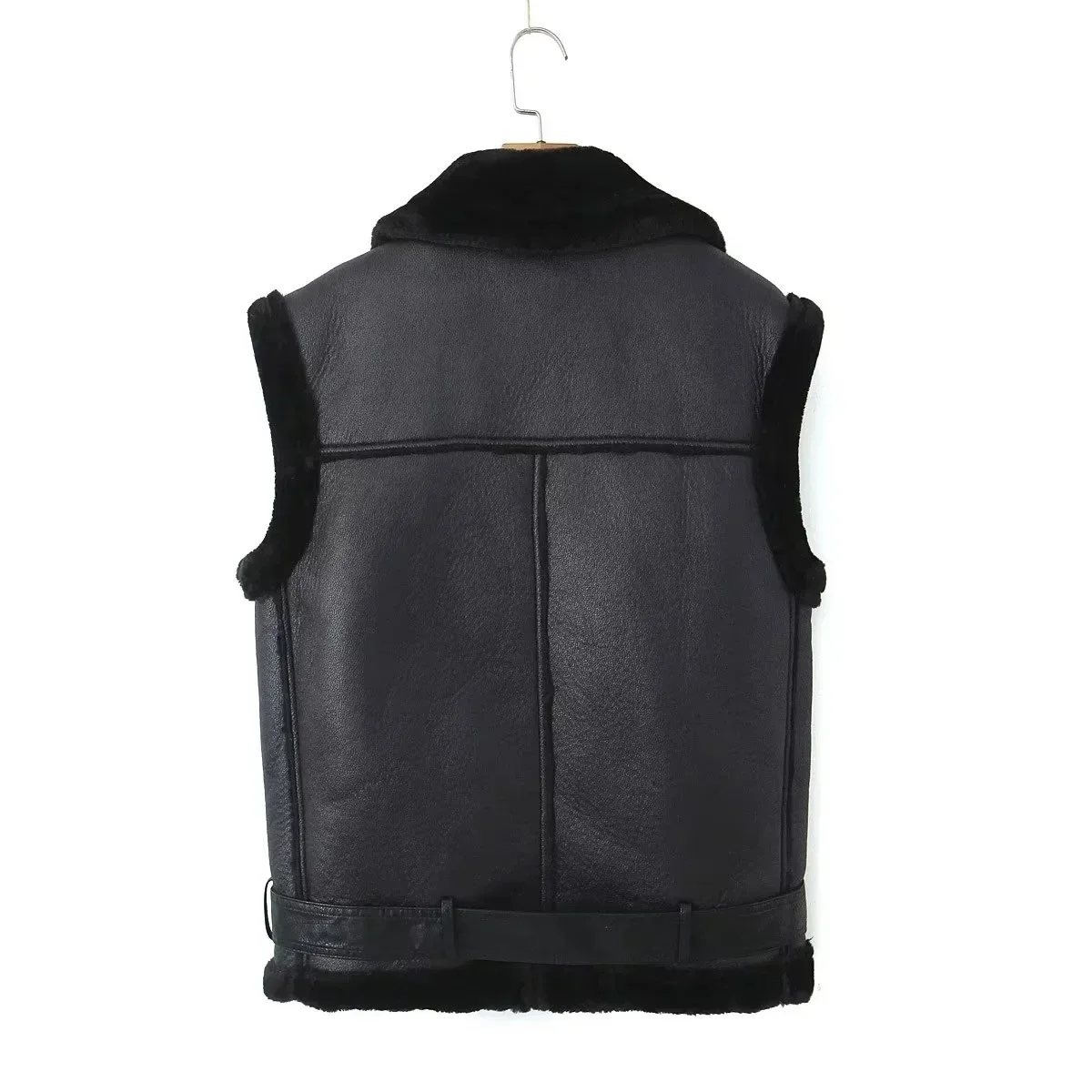 Gilet da donna nero gilet di pelliccia di pelle gilet formale elegante femminile sottile abbigliamento da lavoro da ufficio giacca da donna abbigliamento