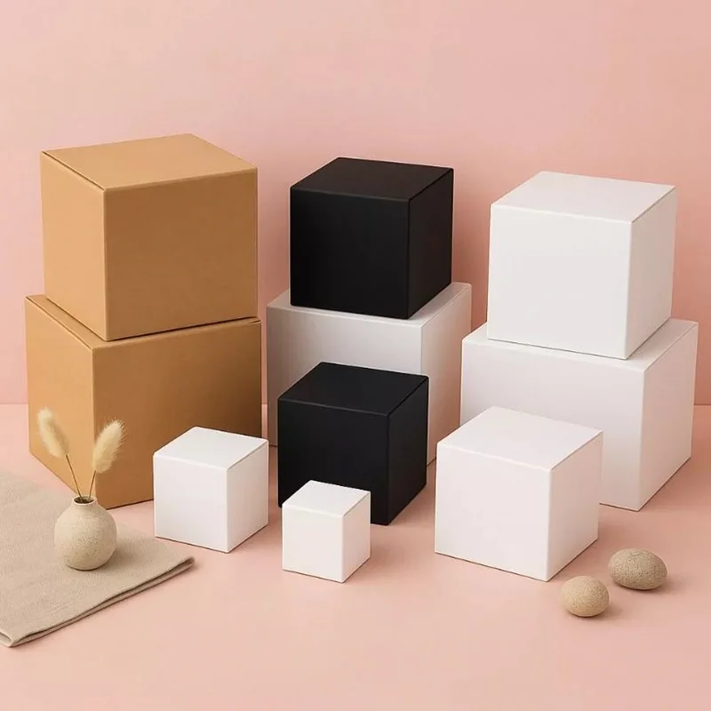 50pcs/lot Square Cosmetic Gift Packaging Box Small Jewelry Handmade Soap Perfect Black Cardboard boxes valve tubes