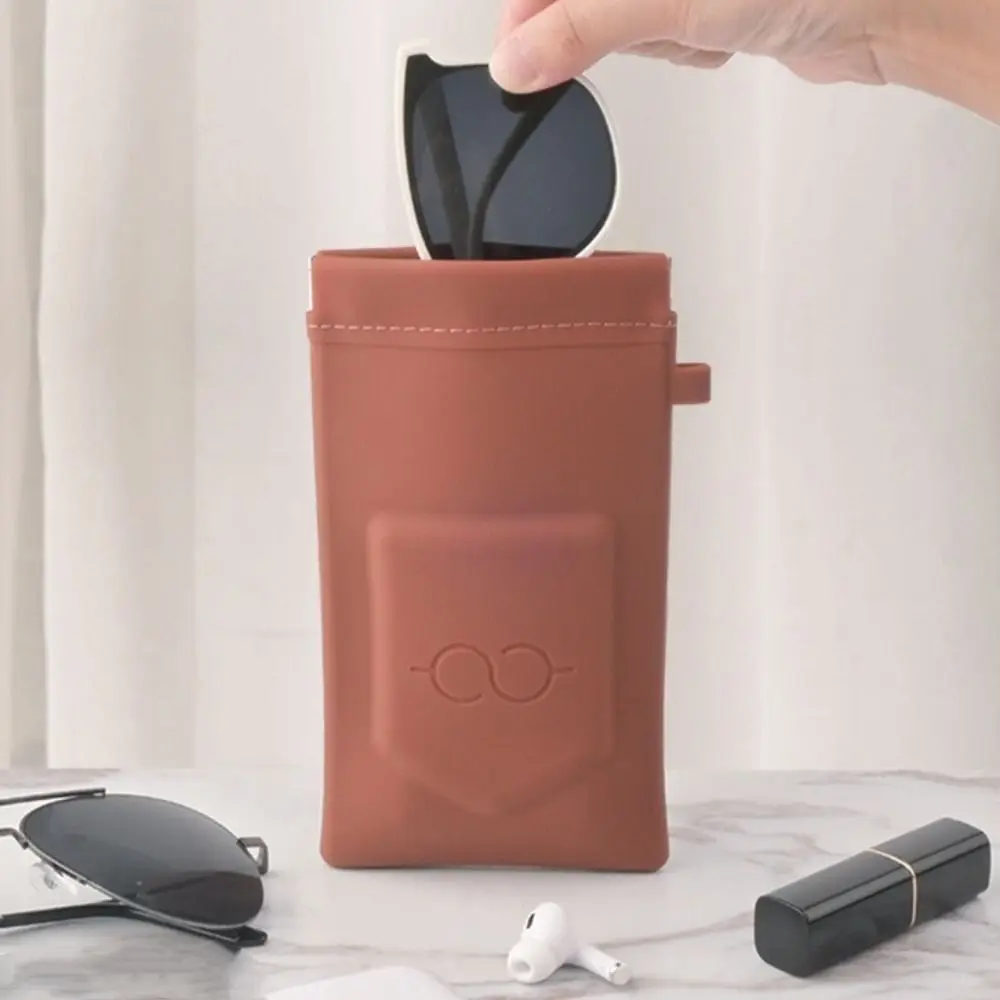 

Glasses Box Silicone Glasses Bag Dustproof Soft Sunglasses Storage Bag Waterproof Solid Color Eye Glasses Organizer for Women
