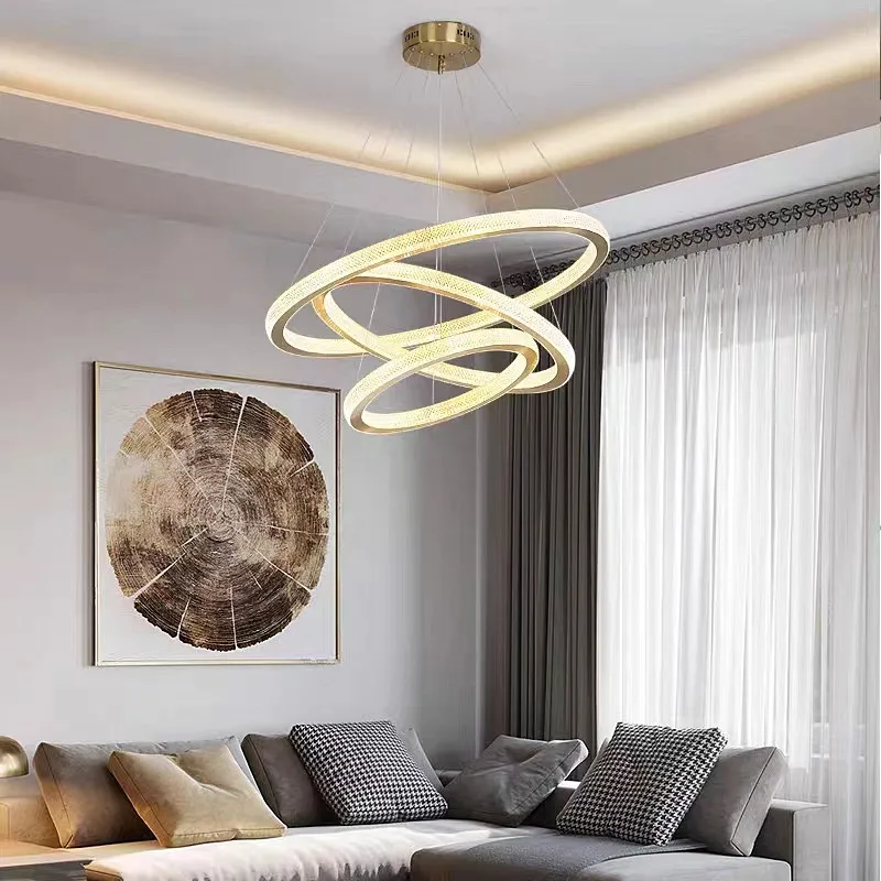 Modern Minimalist led living room ceiling lamp dining room circle bedroom hanging line personalized tricolor free shipping