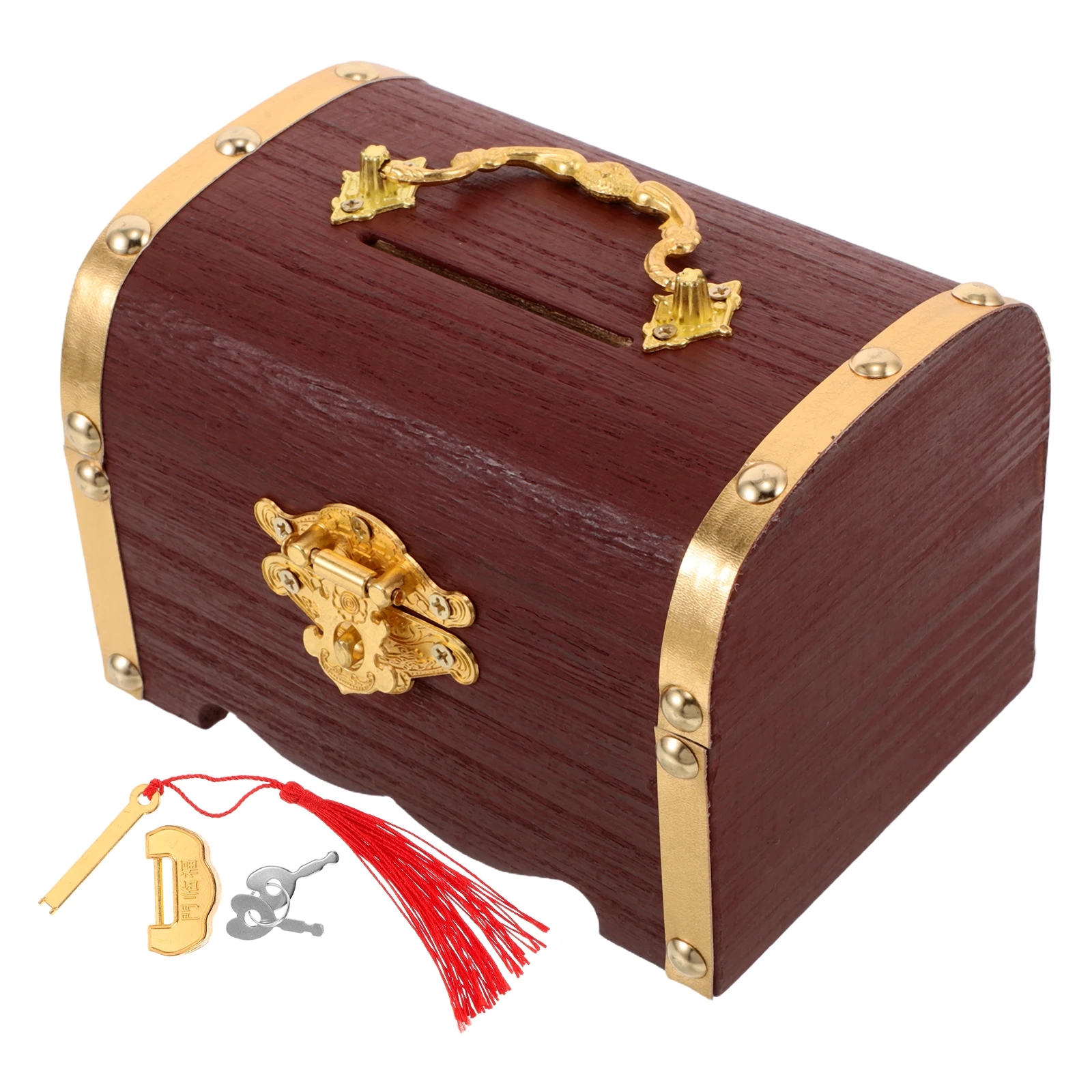 

Vintage Wooden Treasure Chest Box With Lock Retro Pirate Storage Case For Jewelry Trinkets Handmade Solid Wood Keepsake