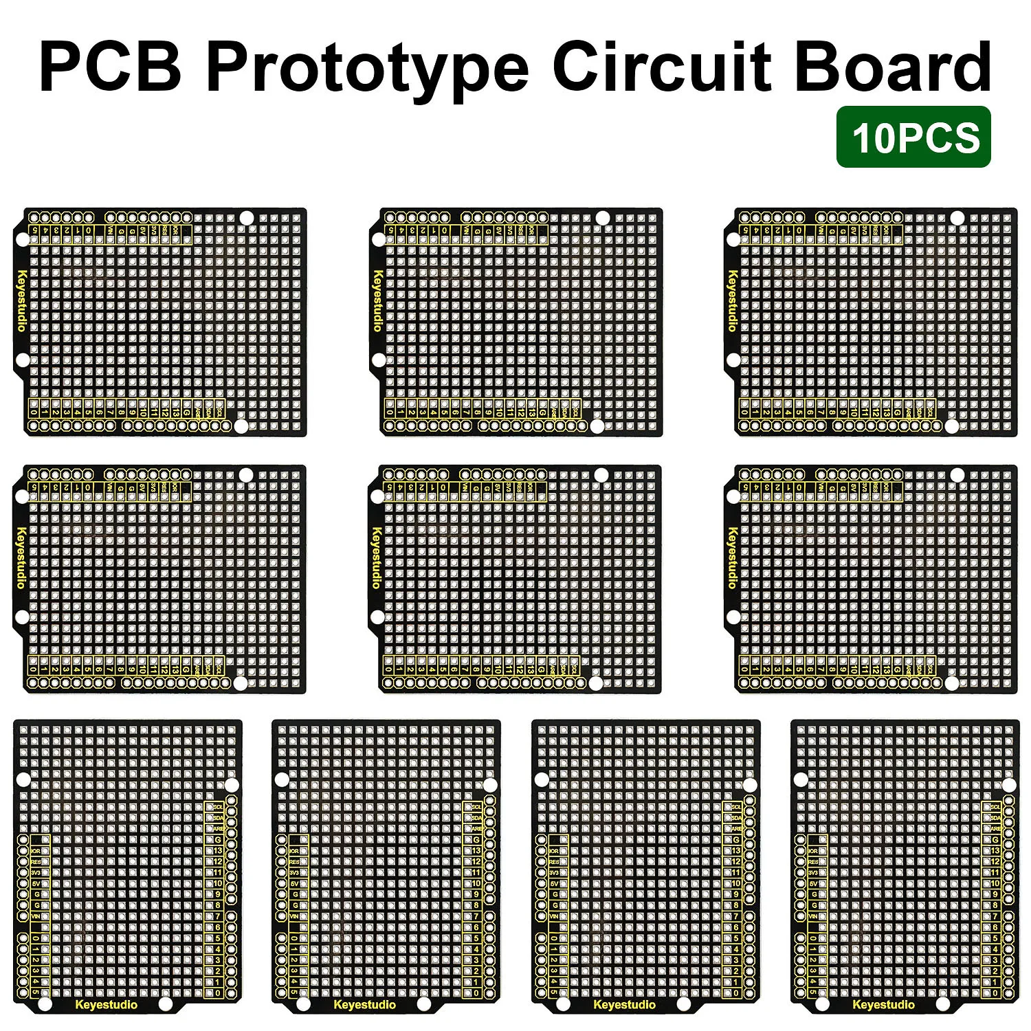 Keyestudio 10PCS Prototype PCB Circuit Board For Arduino UNO R3 Shield Board FR-4PCB Environmentally Friendly