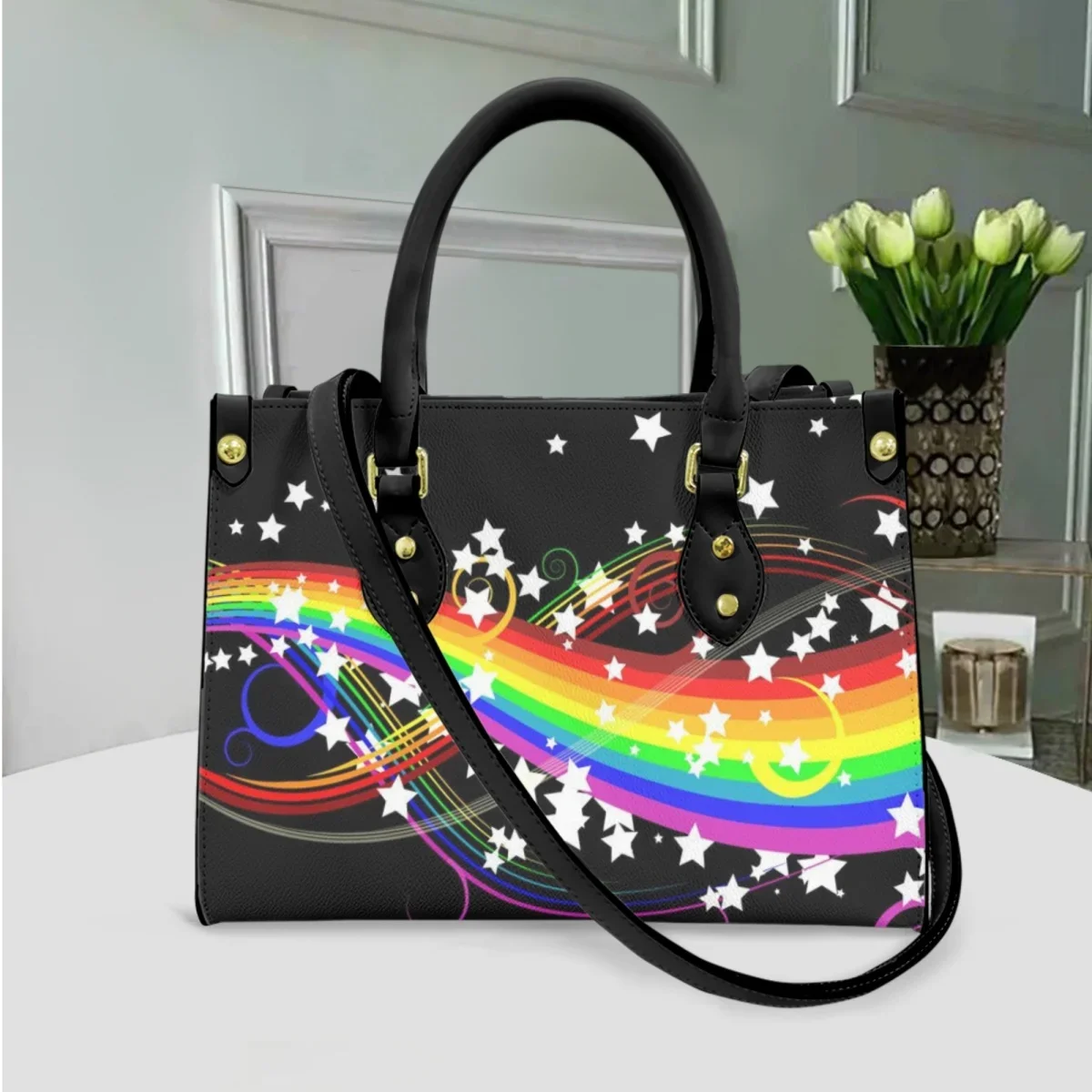 Love Pride Flag Print Women High Quality Tote Handbag New LGBT Gay Luxury Design Leather Shoulder Bag Messenger Bag Commuting