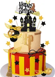 Magical Wizard Birthday Cake Topper Wizard Cupcake Picks for Kids Baby Shower Birthday Magical School Party Supplies