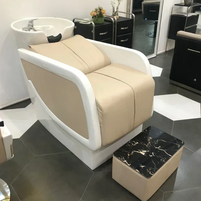 Lying Half Shampoo Chair Flushing Bed Massage Couch Hair Salon Ceramic Basin Massage Couch