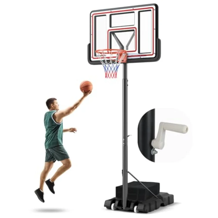 Portable Basketball Hoop Outdoor Height Adjustable Basketball Goal System for Adults with 44 Inch Shatterproof PC Backboard and