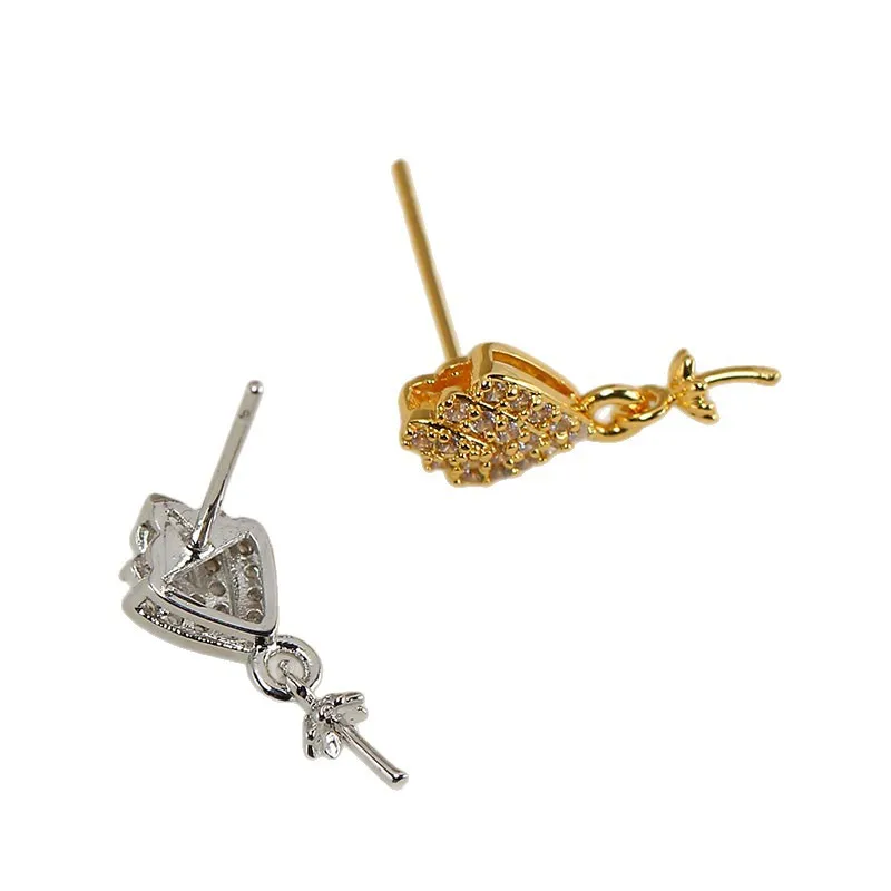 4PCS E205 Gold Plated Copper S925 Silver Needle Pearl Stud Earrings Findings Jewelry Making DIY Jewelry Accessories