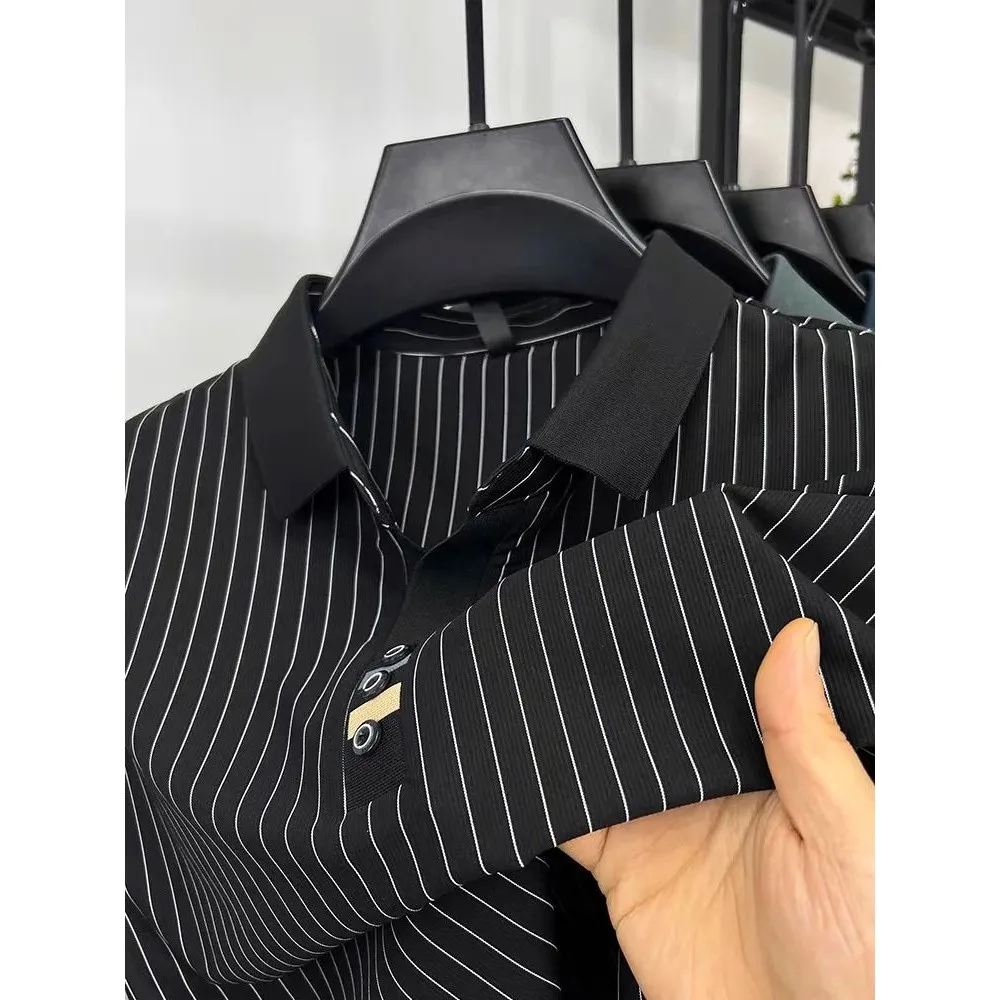 

Brand Striped Design Men's ort Sve Faionable irt Polyester Fiber Stand Fit Outdoor Wear Resistant to Fading