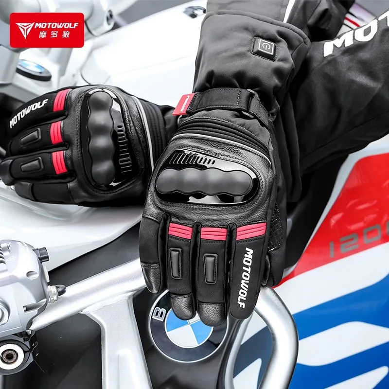 

Motorcycle Winter Heated Gloves Warm Waterproof Non-slip Heated Gloves Touch Screen Skiing Sheepskin Heated Rechargeable Gloves