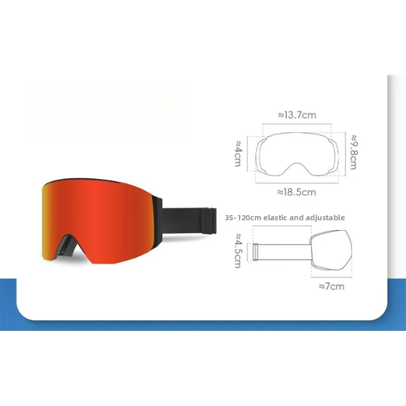 نظارات التزلج المضادة للضباب عالية الوضوح نظارات مغناطيسية جيدة التهوية للرجال والنساء، عدسة ملونة مزدوجة الطبقة معدات الثلج للتزلج