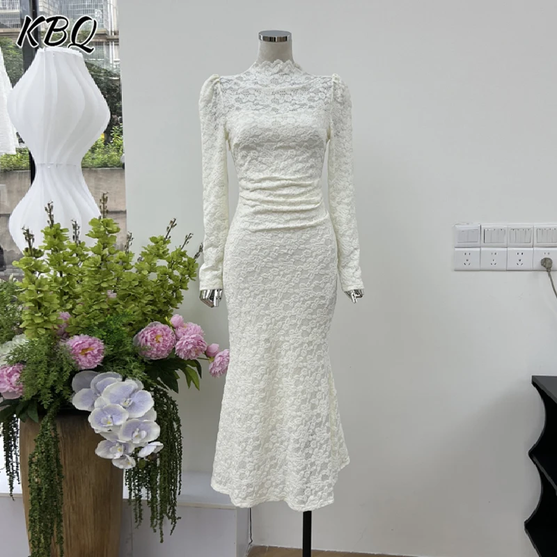 

KBQ однотонное платье на шнуровке с вырезами для женщин с круглым вырезом и длинным рукавом с высокой талией, утягивающее платье, женский модный стиль, новинка