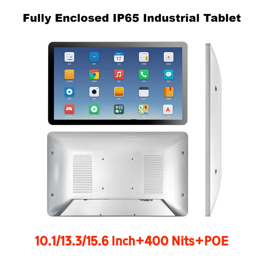 

10.1 Inch CNC Aluminium Body Industrial Android Tablet, IP65 Waterproof KDS, 400 nits Brightness Screen, POE RS232 NFC Reader