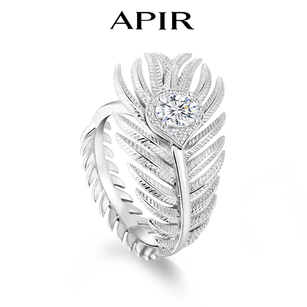 

APIR 5A кольцо в форме пера с кубическим цирконием для женщин, богемные изысканные кольца с бриллиантами, позолоченные 18 К, вечерние, свадебные, роскошные ювелирные изделия