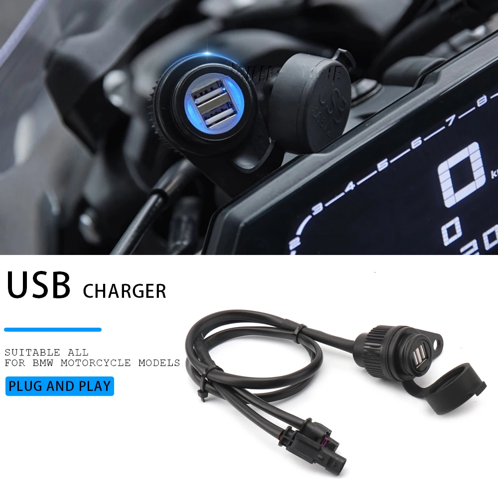 

For BMW G310GS F650GS F750GS F700GS F850GS F800GS F900R C400X R18 Motorcycle Charger Adapter Power Supply Socket USB Dual Port