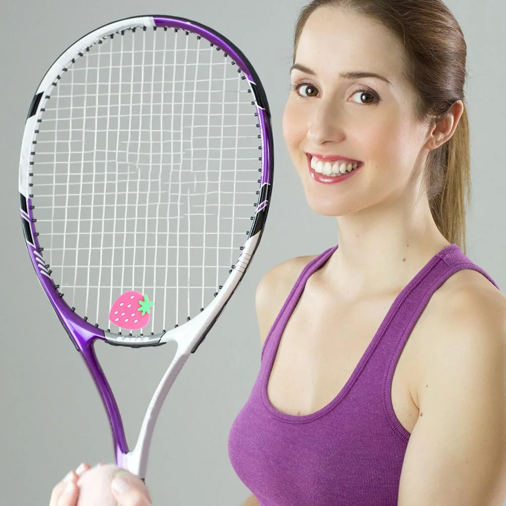 

4pcs Racket Silicone Tennis Shocks Absorbers Dampeners Silicone Shock Absorbers Pink Strawberry Vibration Reducer Tennis