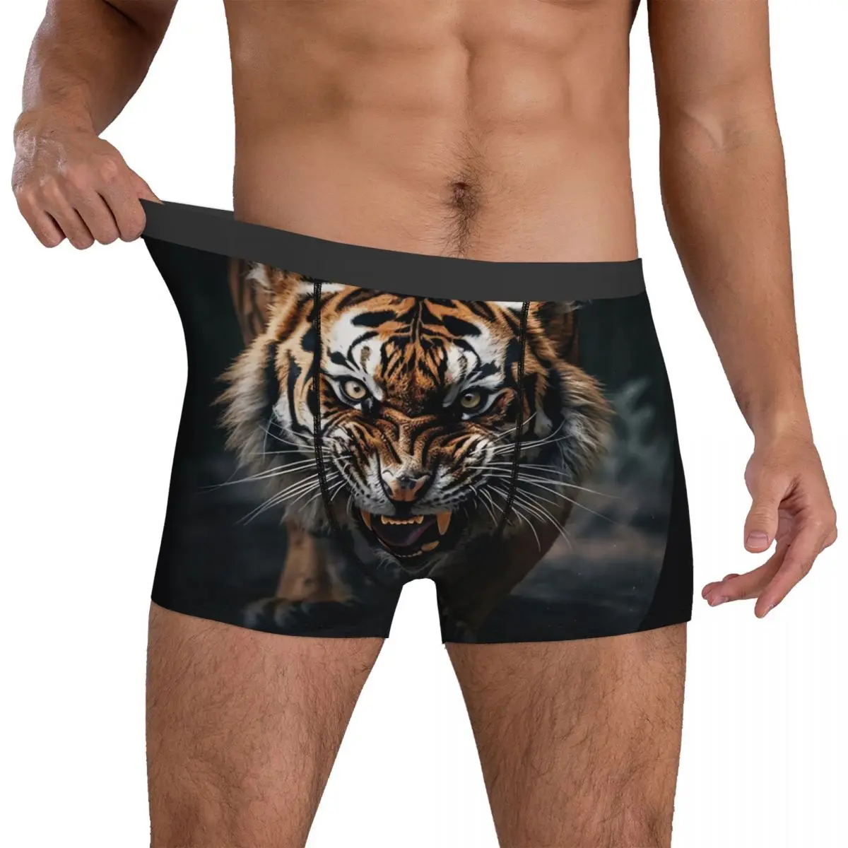 Angry Tiger Underwear The King of the Forest Males Shorts Briefs Elastic Trunk High Quality Customs Plus Size Underpants