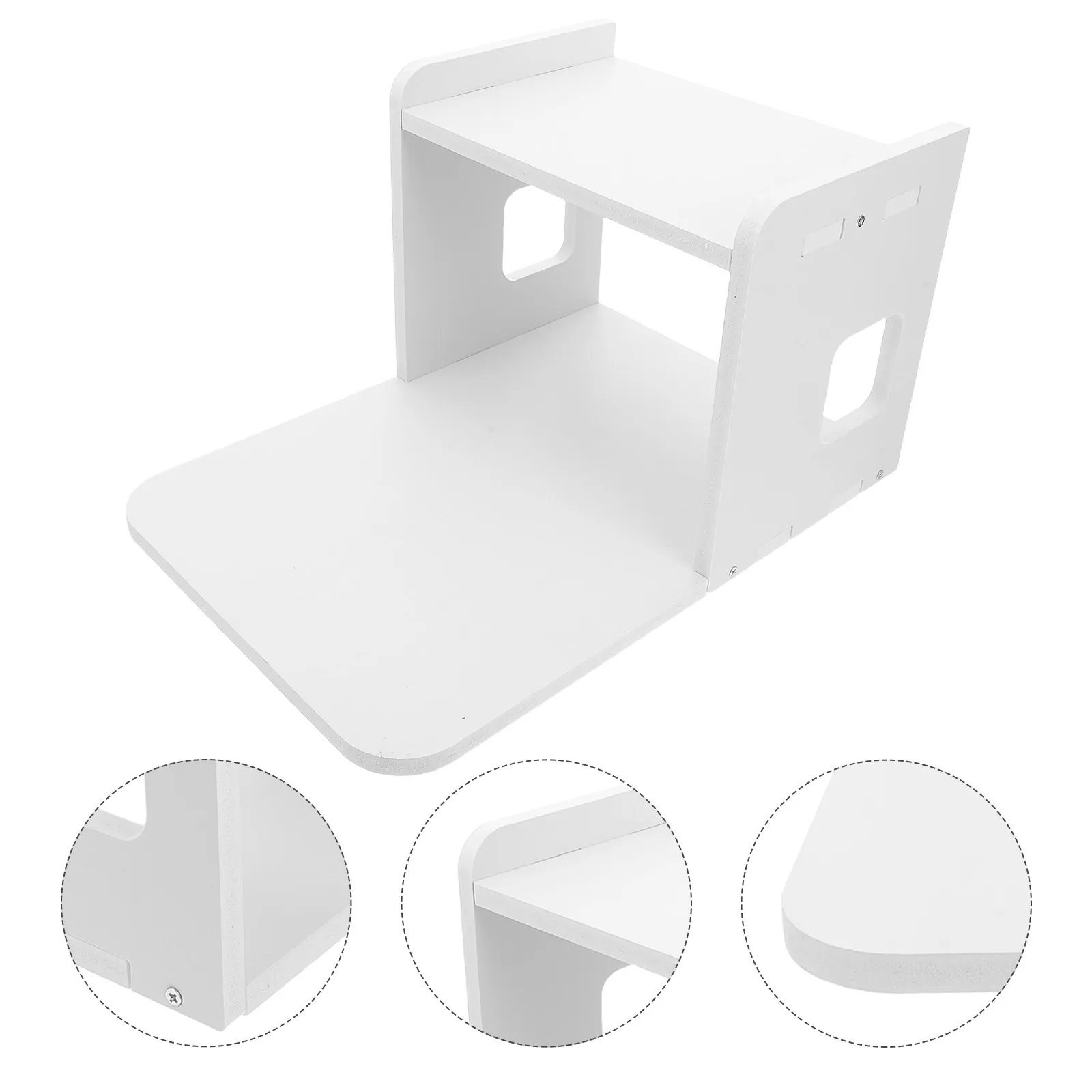 Desktop Printer Stand 2 Tier Shelf Riser for Label Printers Heavy Duty Office Desk Organizer with Side Cable Hole Quick Access