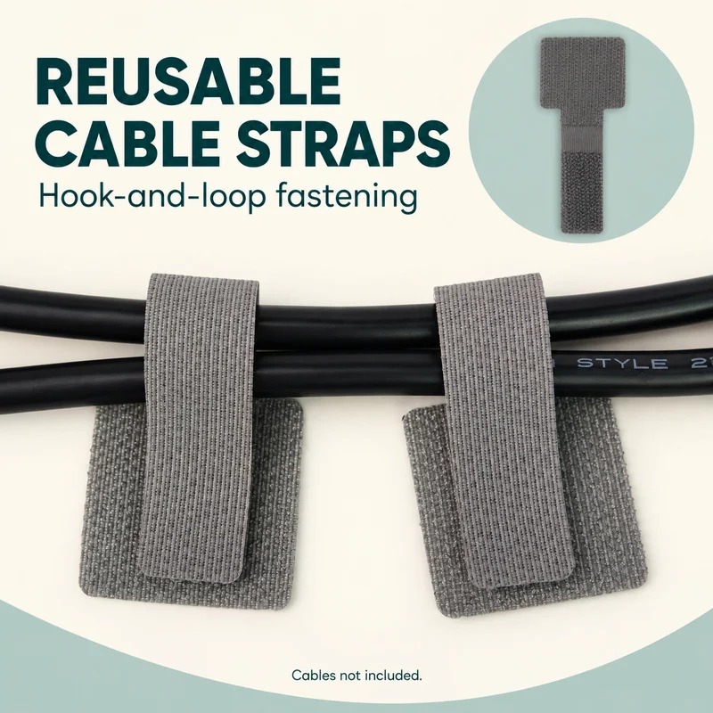10/20PCS Self Adhesive Cable Ties 28x90mm Reusable Nylon Hook Loop Cord Organizer Straps for Desk USB Wire Office Management