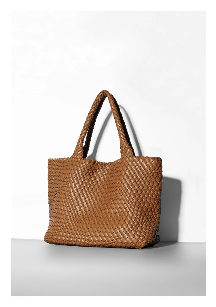 Große Kapazität Designer Stricken Mode PU Leder Damen Umhängetasche Handtaschen für Strand Reise Single-Shoulder Damen Tasche – Detail 10