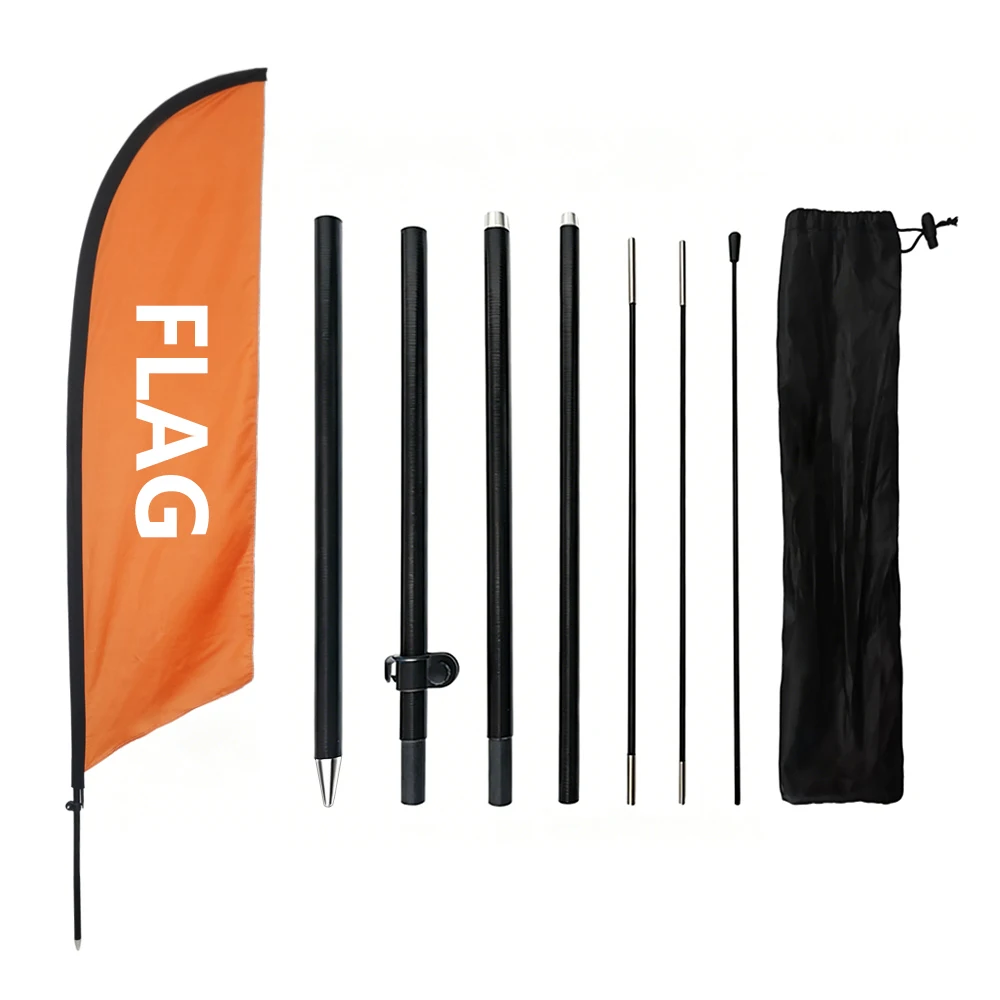 9FT Fiberglass Feather Flag Pole Kit Lightweight Portable for 1.6x6.6FT/50x200cm Flags Commercial Promotion (Flag Not Included)