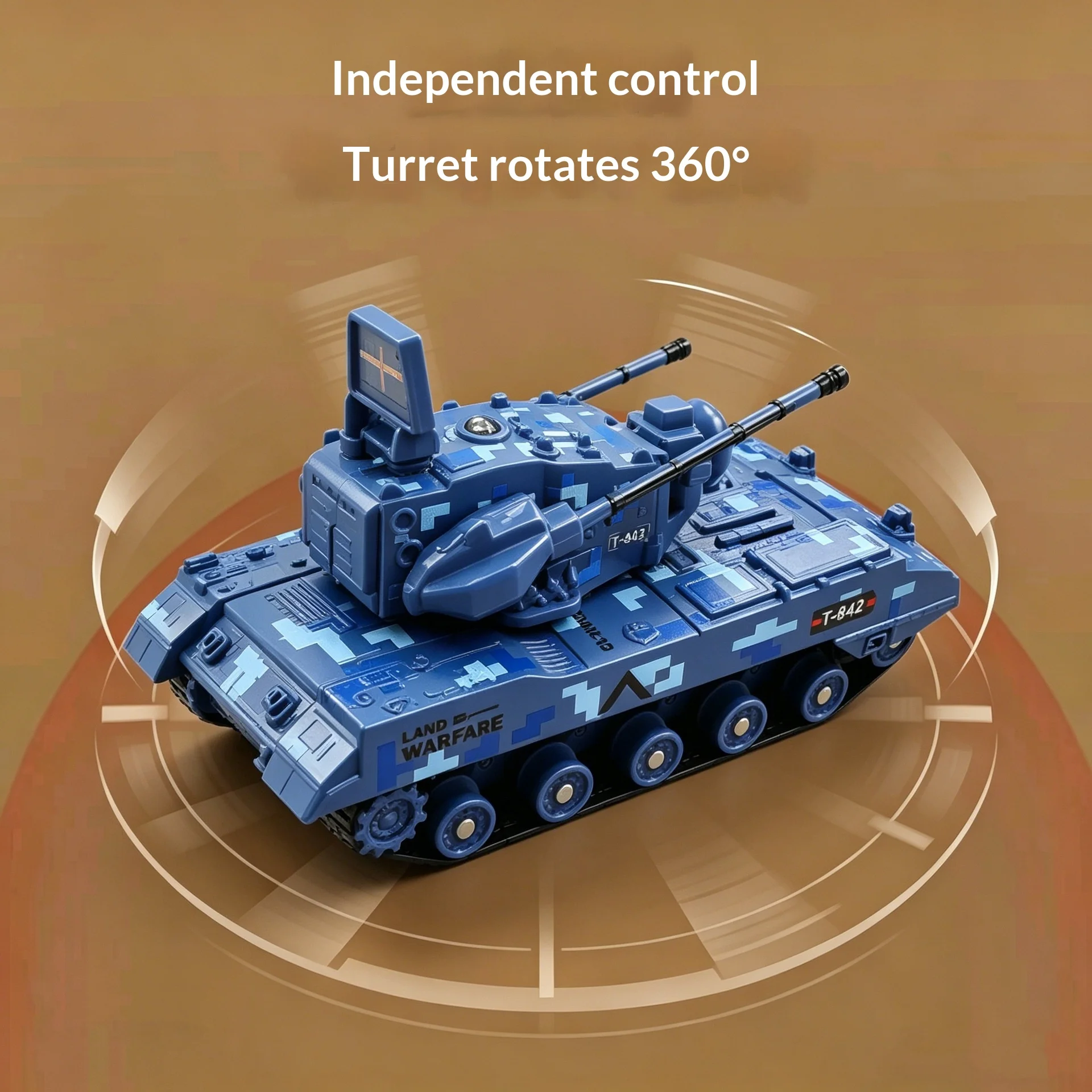 Remote Control Tank Mini Alloy Tracked Crawler Anti Aircraft 360 Rotating Turret Infrared Battle Muteable Military Model