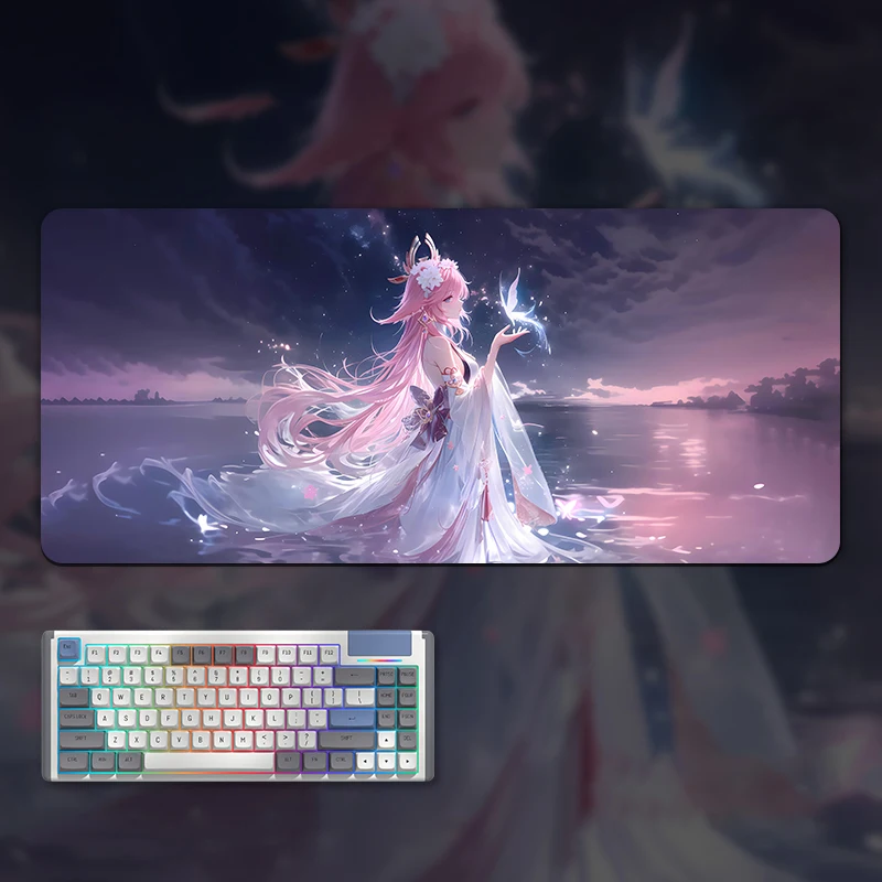 

Anime Pink Hair Girl Bureaumat Muismat Pc Kast Pad Gaming Accessoires Gamer Toetsenbord Antislip E-Sports Tablemat