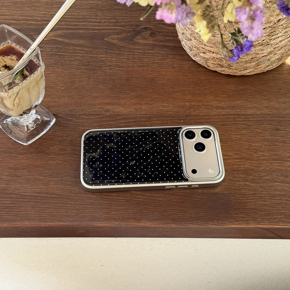 Koreanische INS Polka-Dot-Muster, galvanisierte Silber-Handyhülle für iPhone 17 Promax 18 13 14 15 16 Pro Max, stoßfeste Schutzhülle Funda – Detail 16