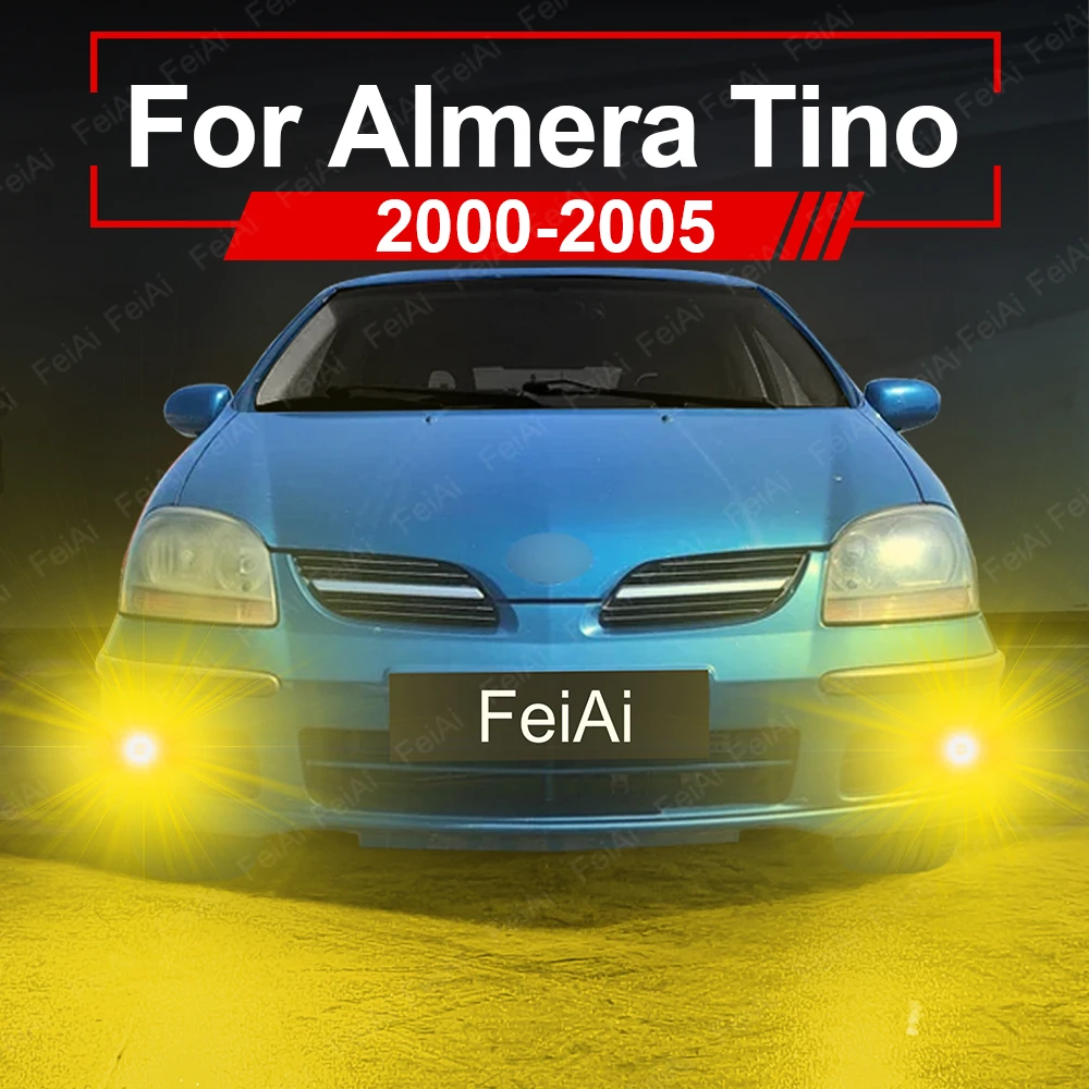 

For Nissan Almera Tino V10 Fog Lights LED Front Fog Light Bulb Accessories 2000 2001 2002 2003 2004 2005 Dual Color White Yellow