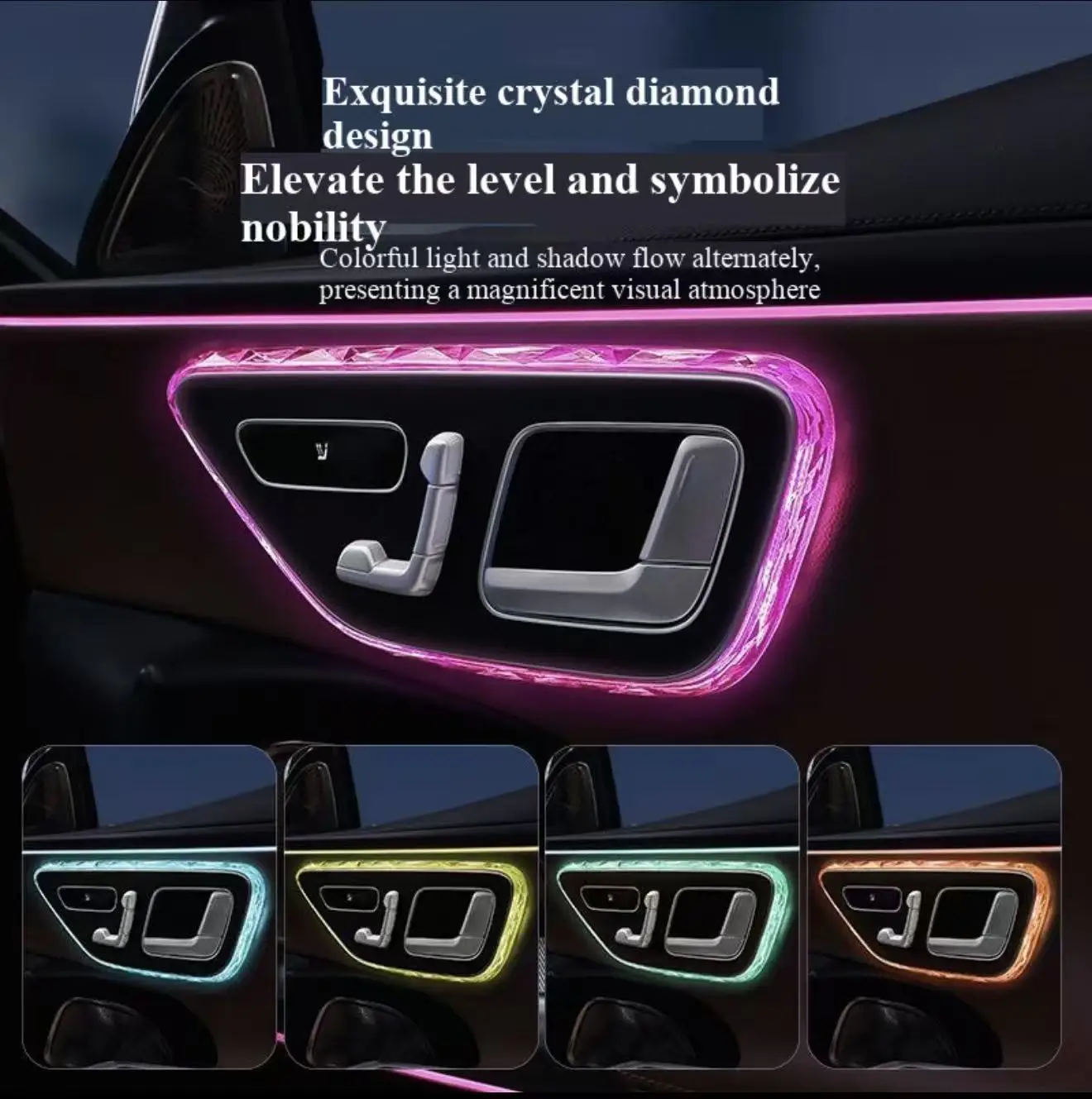 

For Mercedes Benz C GLC E Class W206 X254 W214 Crystal Car Door Light Frame Decoration Sticker interior Modification Accessories