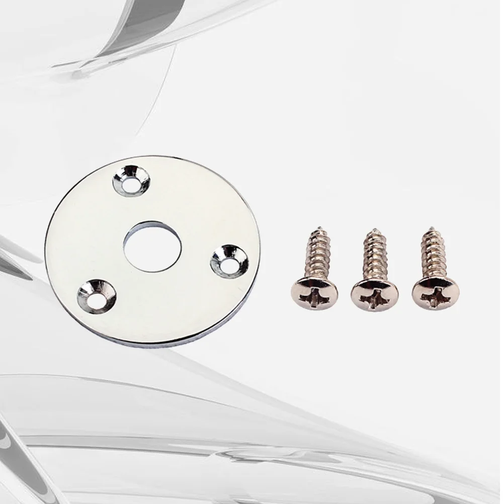 

1 Guitar Pickup Socket Plate 1 4 Inch Metal Indented Round Jack Output Input Plate Screws for Electric Bass Guitar Silver