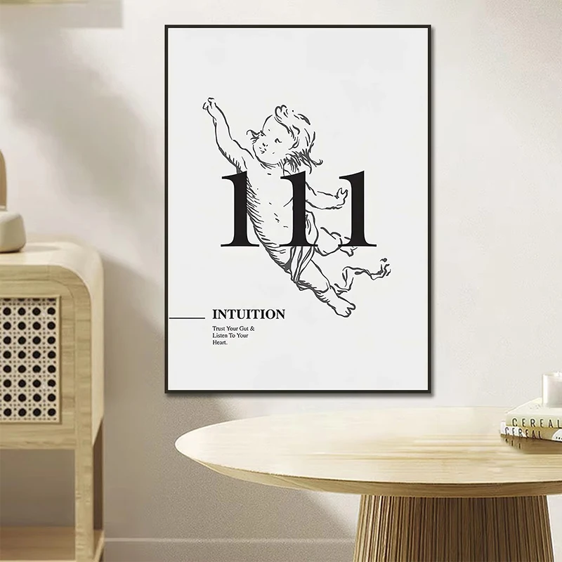 444 777 Angel Number Poster Print Canvas Painting Lucky Number Energy Spiritual Wall Art Picture for Living Room Home Decor