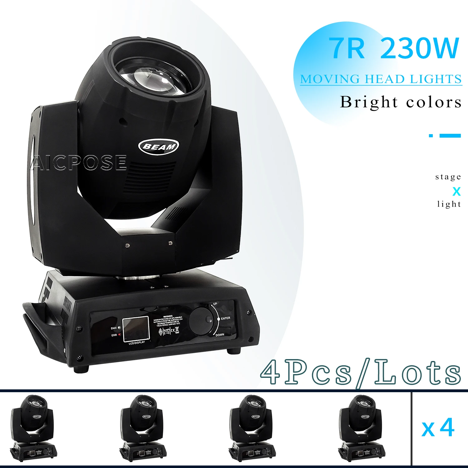 

4Pcs/Lots 230W 7R Moving Head Light Touch Screen Beam Moving Head Light DMX Control DJ Disco Dance Floor Nightclub Party