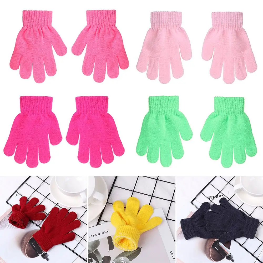 Candy Color Warm Boy Girl Stretch Children Knitted Glove