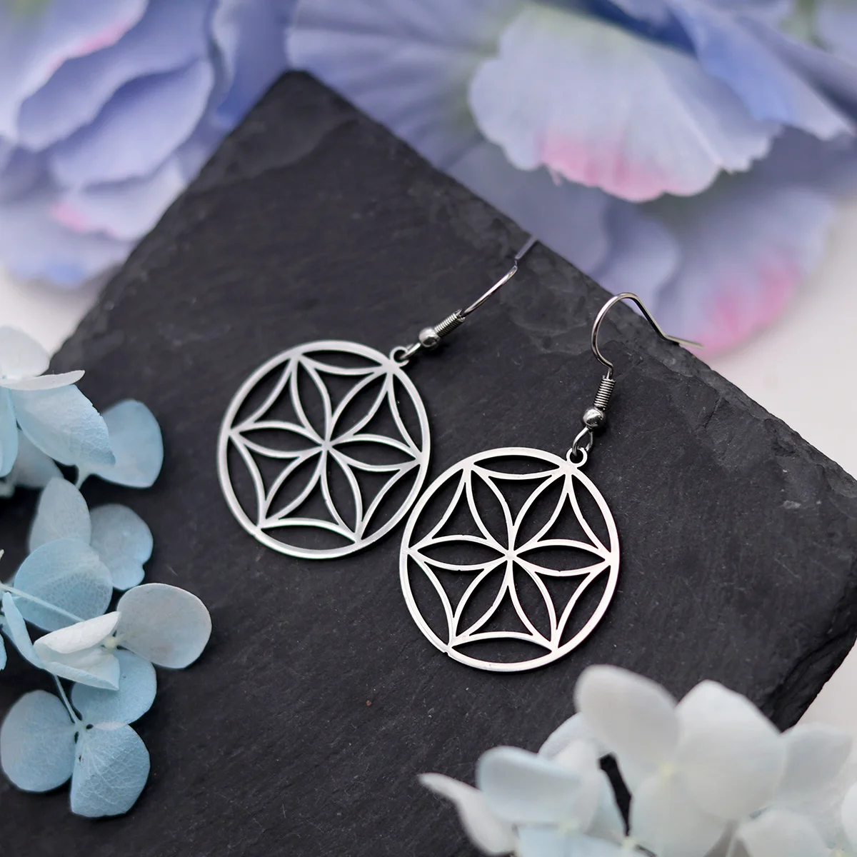 Todorova الإبداعية الفولاذ المقاوم للصدأ أفروديت زهرة الفن خط أقراط للنساء الرجال المعلقات هدايا أقراط مجوهرات #2