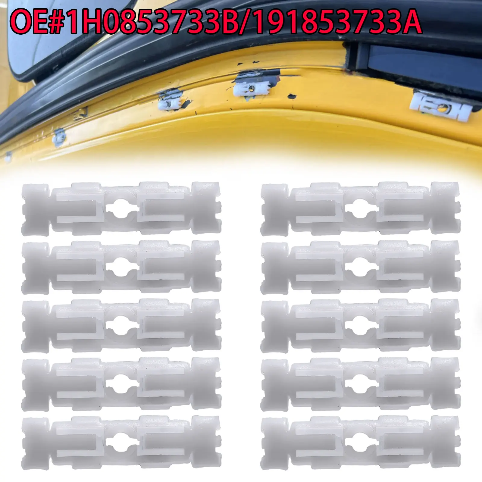 1H0853733B 191853733A Roof Gutter Trim Moulding Clips Rain Channel Retainer Fastener For VW Golf Jetta GTI Caddy Passat B3 B4