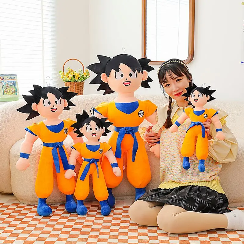 Dragon ball son goku brinquedo de pelúcia 90cm grande super saiyan kakarotto macio pelúcia plushies boneca tamanho grande travesseiro crianças presente aniversário