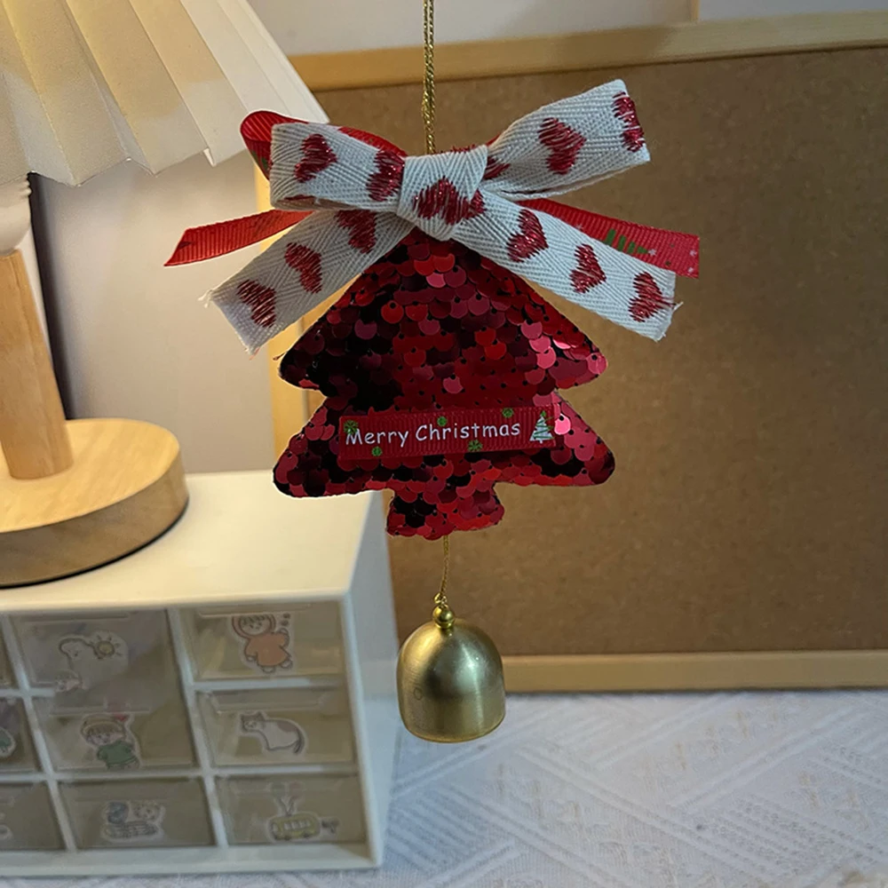 Christmas Ornaments Felt Cloth Xmas Tree Bow Bells Hanging Pendants for Home New Year Party Christmas Decorations Kids Gifts