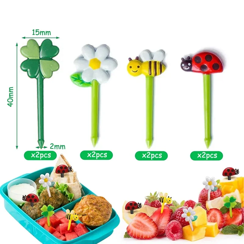 Lunch Bento Box Accessories Fruit Food Picks Silicone Cups Lunch Box Dividers and Multi-Purpose Silicone Wrap Bands Sauce Case