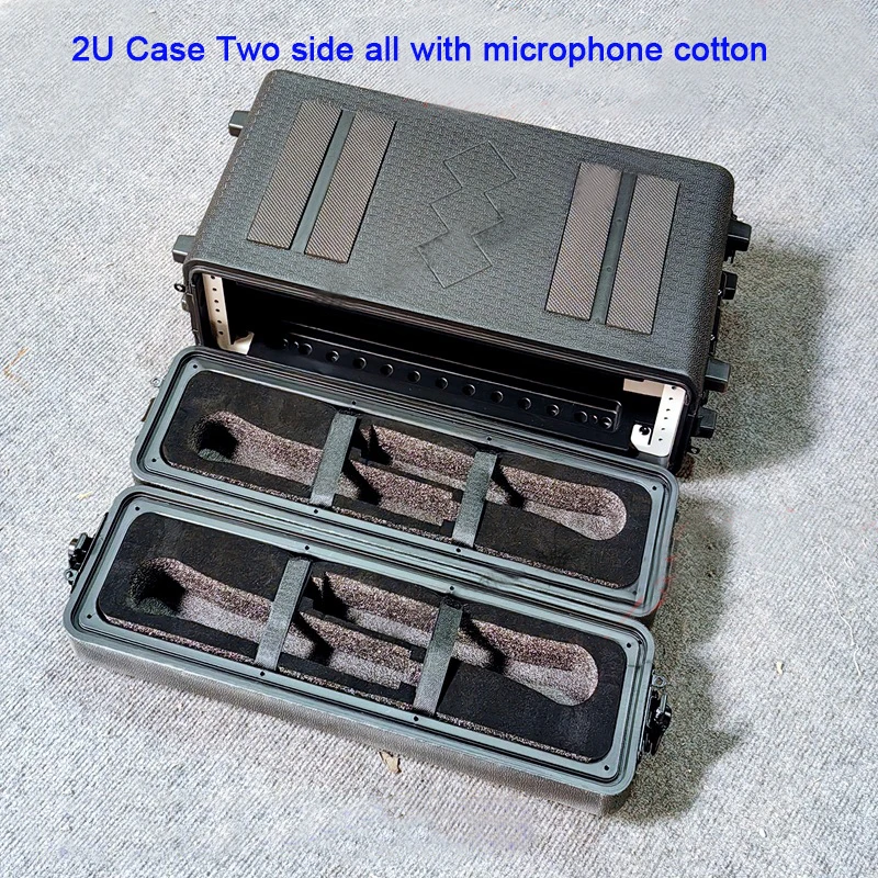 2024 New PE Plastic Flight Case With 260mm Deep Power Amplifier Wireless Microphone Case Shock-proof Double Door Cabinet Audio