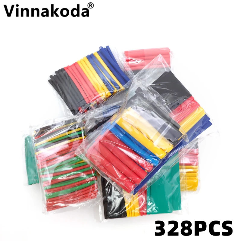 328Pcs Sleeving Wrap Wire Car Electrical Cable Kits Heat Shrink Tube Tubing Polyolefin 8 Sizes Mixed Color