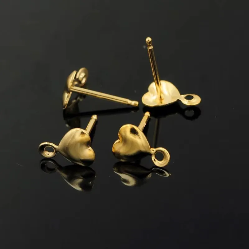 14K Gold Filled Bow Kite Heart Post Earring w / Ring DIY Ear Stud Tarnish Resistant Jewelry Findings Boho Women Earrings