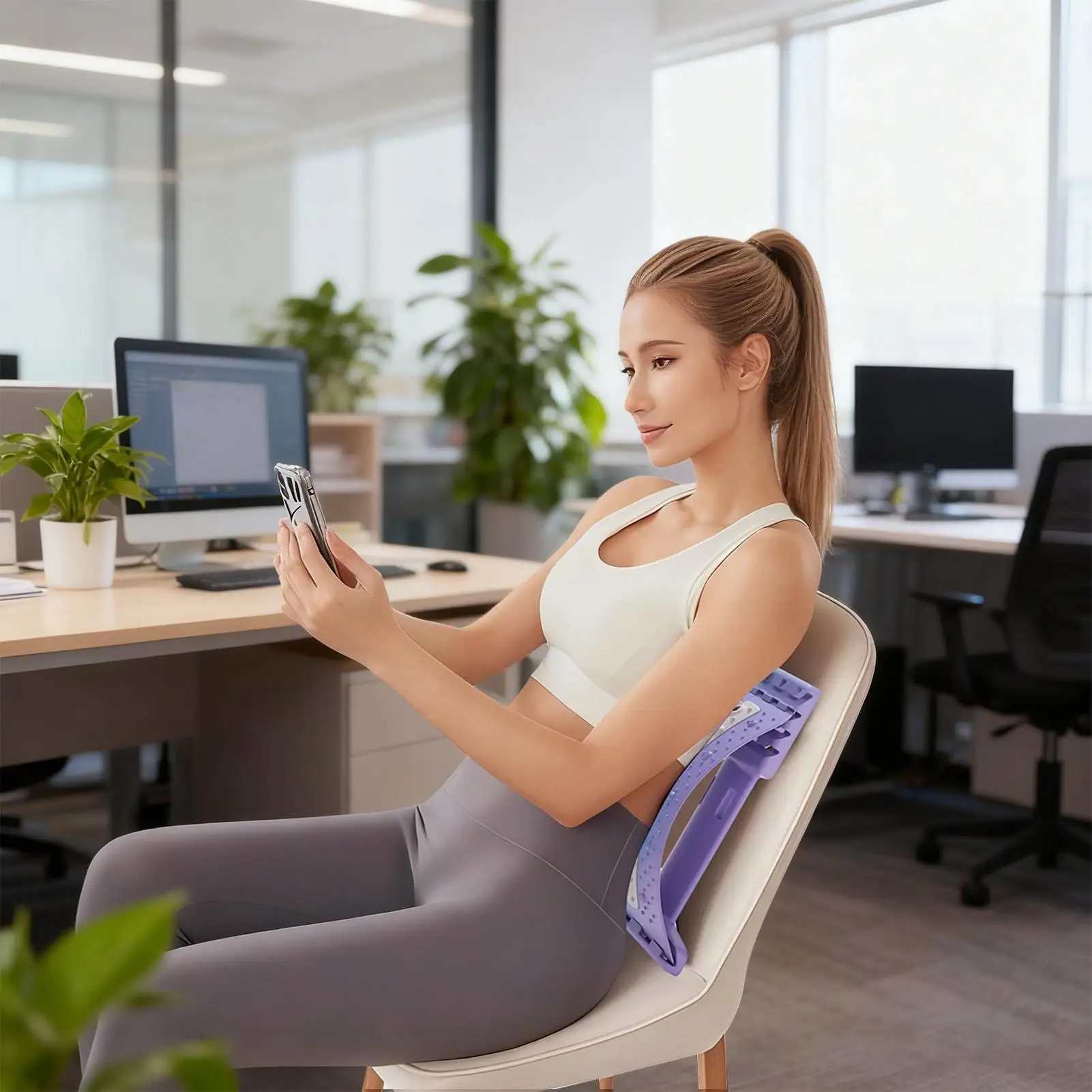 قطني الظهر نقالة 4 مستوى قابل للتعديل كرسي داعم للفقرات القطنية أسفل وعلوي الظهر المفرقع للنساء الرجال البالغين الرياضيين